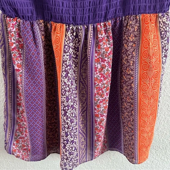 Lane Bryant Smocked Babydoll Top Purple Boho Patchwork | Size 14/16 | NWT - Picture 8 of 12